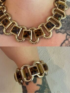 Coco Jewelry | Gold-tone Chunky Chain |Leopard Tortoise | Necklace Bracelet Set